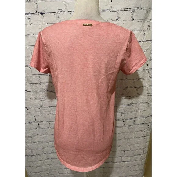 Michael Kors Women's V-Neck Pink Cotton T Shirt - Size Small - Picture 4 of 6